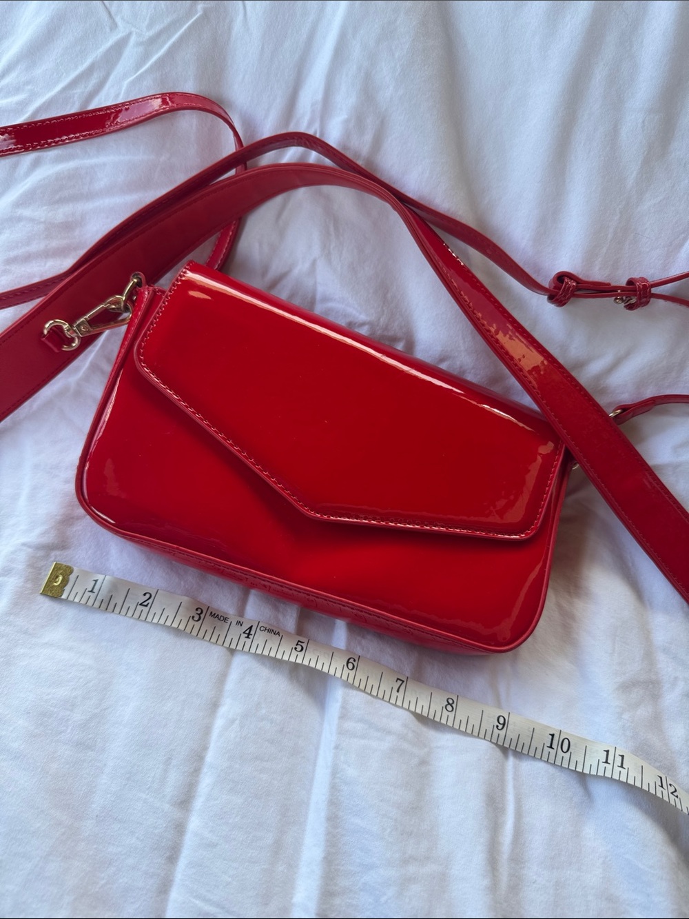 Red Patent Leather Crossbody Bag - Women